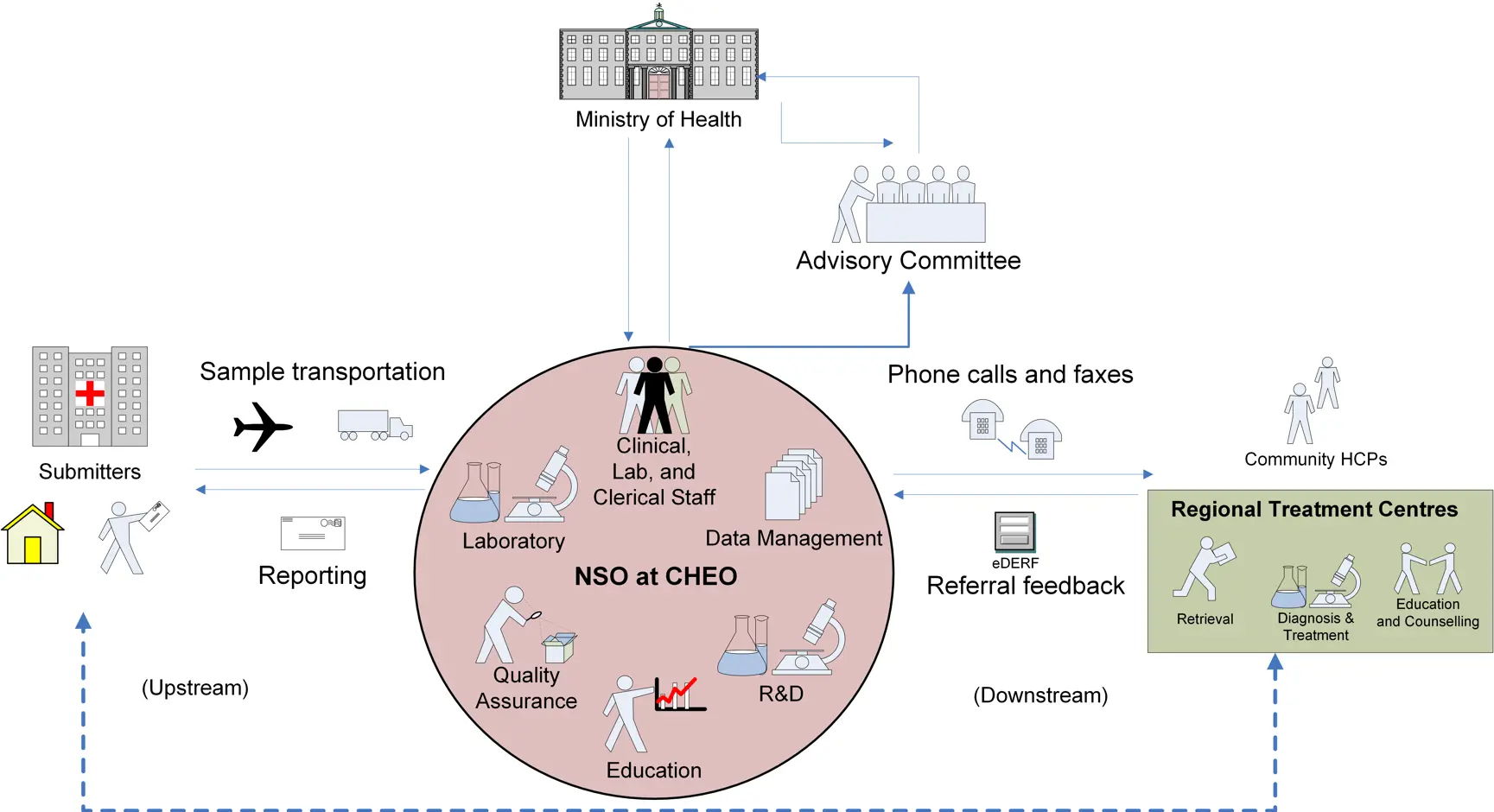 diagram of Ontario's newborn screening system